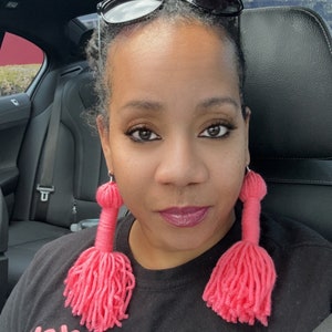 Deep Coral Pink Tassel Earrings(Multiple Colors Avail)