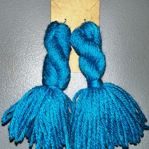 Twisted Knot Yarn Tassel EarringsMultiple Colors image 5