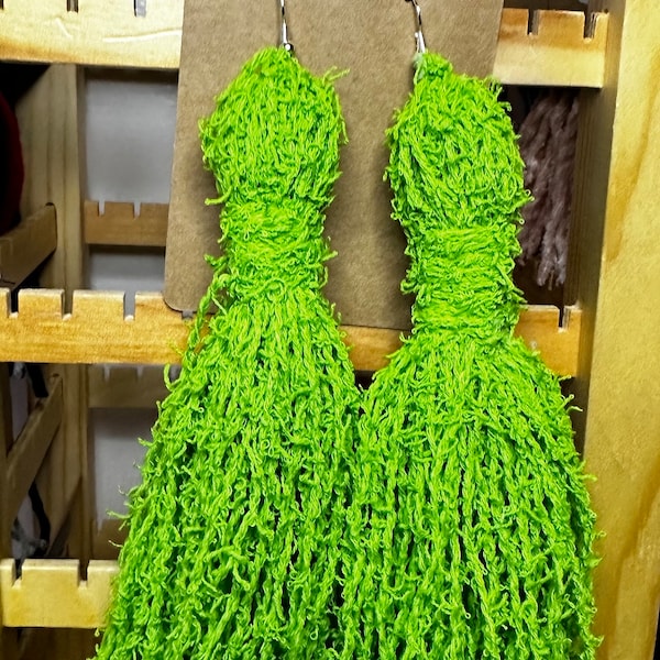 Green Tassel Earring Etsy