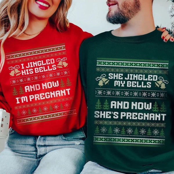 Funny baby Announcement Christmas Shirt for Couples, Funny Ugly Sweater for pregnancy Announcement, Couples Matching Pajamas pregnancy