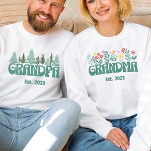 Custom Grandma and Grandpa matching shirt, custom Pregnancy announcement sweatshirt for grandparents, custom shirt gift for new grandparents