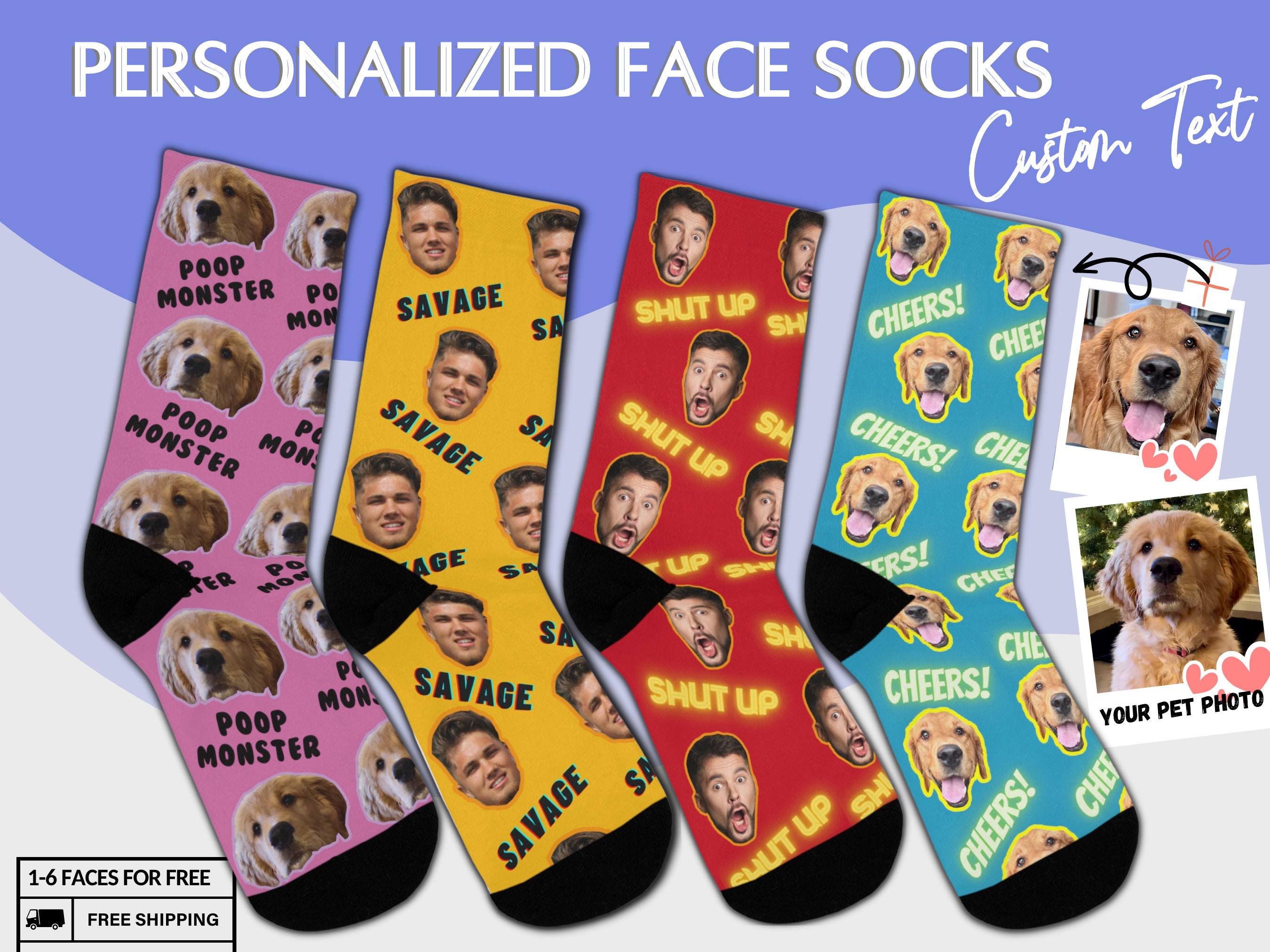 etsy dog face socks