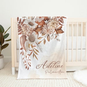 Manta personalizada con nombre de bebé Daisy, nombre personalizado Swaddle, hoja de cuna para recién nacido, para otoño, niña, Baby Shower, regalo personalizado FCV6