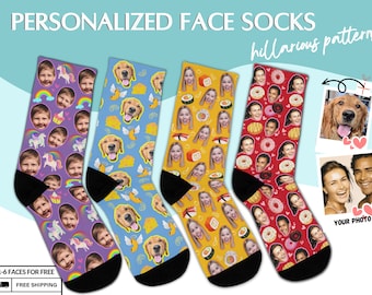 Personalized face socks, custom pet socks with funny pattern, customized dog socks, face socks for him, birthday socks, anniversary socks