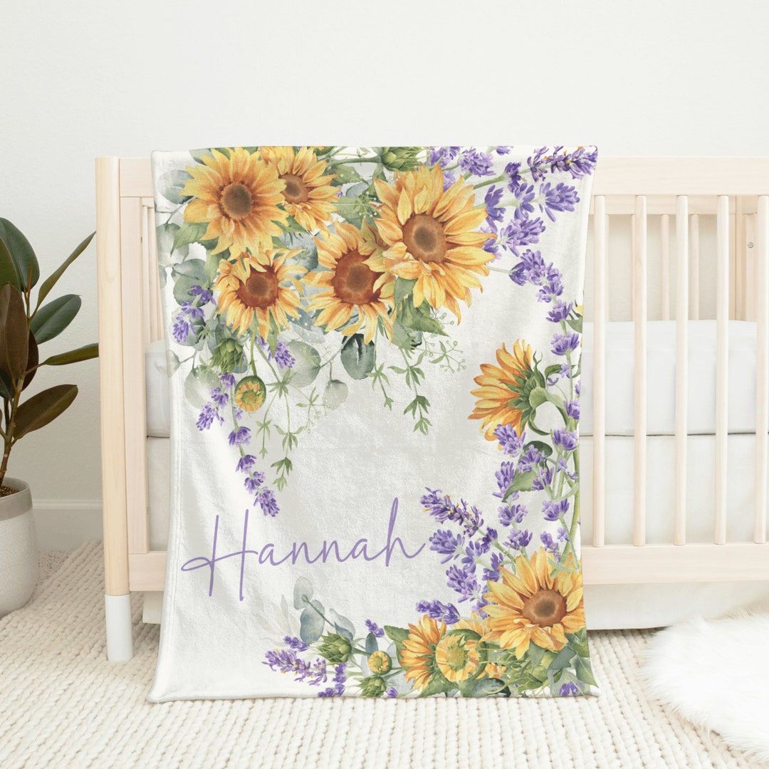 Muishi Sunflower Newborn Swaddle Blanket & Hat Set - Soft Receiving Blanket For Baby Boy Or Girl