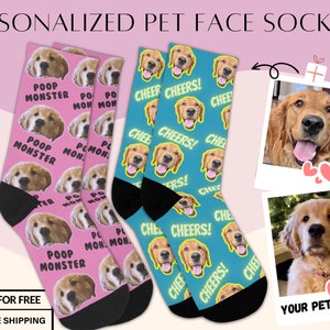 Aangepaste hondengezicht sokken | Grappige hondensokken | Hondenliefhebber cadeau | Puppy Gezichtssokken | Fotosokken | Hondenmoedersokken | Golden Retriever minnaar cadeau