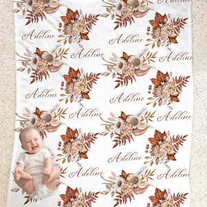 Manta personalizada con nombre de bebé Daisy, nombre personalizado Swaddle, sábana de cuna para recién nacido, para otoño, bebé, niña, Baby Shower, regalo personalizado FCPV4