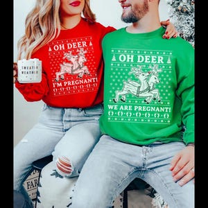 Matching Pregnancy Announcement Christmas Shirt for Couples, Matching Ugly Sweater for Baby Announcement, Couples Matching Pajamas pregnancy
