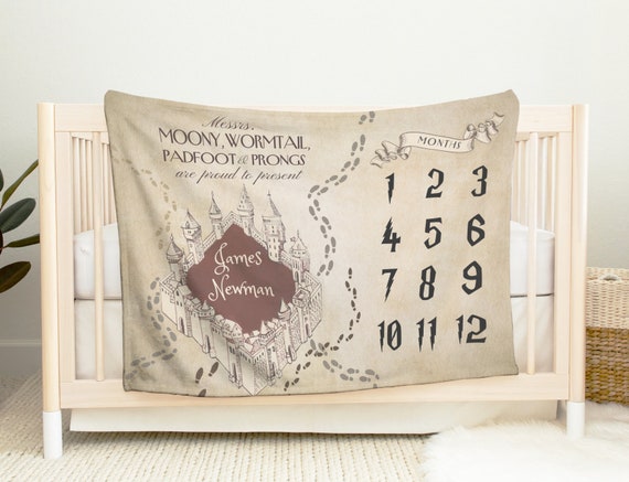 Personalized Marauder s Map Milestone Baby Blanket Custom Baby Wizard Milestone Blanket custom Magic School Wizardry Baby Shower Gift HCMH1 Etsy
