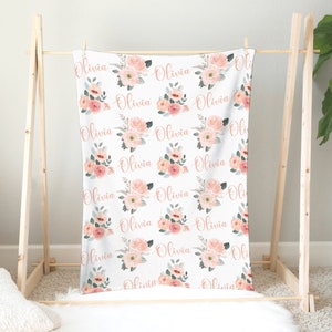Personalisierte Rosa Rose Baby Name Decke, Name Decke Neugeborene Blush Rosa Rose Babyparty Benutzerdefinierte Geschenk Kleinkind Geburtstagsgeschenk FCPV1