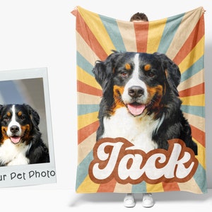 Manta personalizada RETRO multi estilo personalizada para mascotas, regalo personalizado para amantes de los perros, manta fotográfica personalizada, manta fotográfica personalizada, manta con nombre