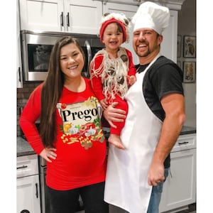Bluza Prego Sauce, zabawny kostium ciążowy na Halloween, zabawna koszulka z ogłoszeniem ciąży 2023, kostium dla kobiet w ciąży, przyszła mama