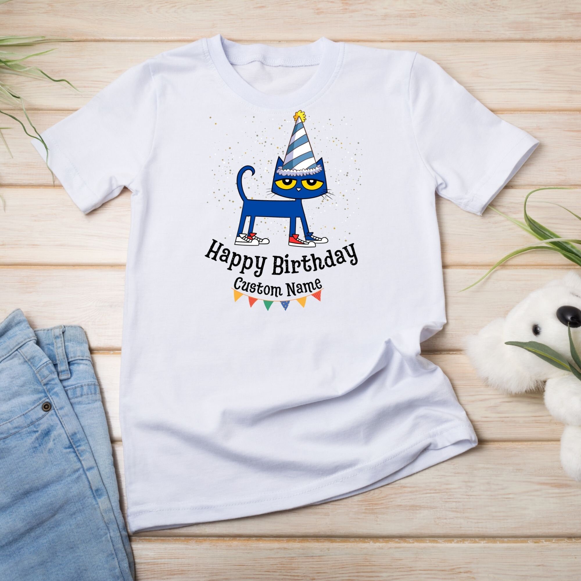 Pete the Cat Happy Birthday Custom Name PNG, Digital Design, Digital Download, Cricut Design - Etsy