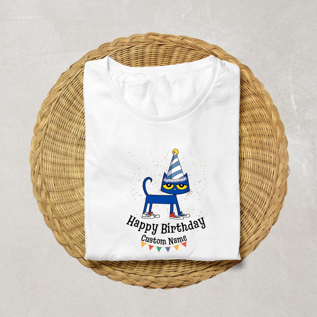Pete the Cat Happy Birthday Custom Name PNG, Digital Design, Digital ...