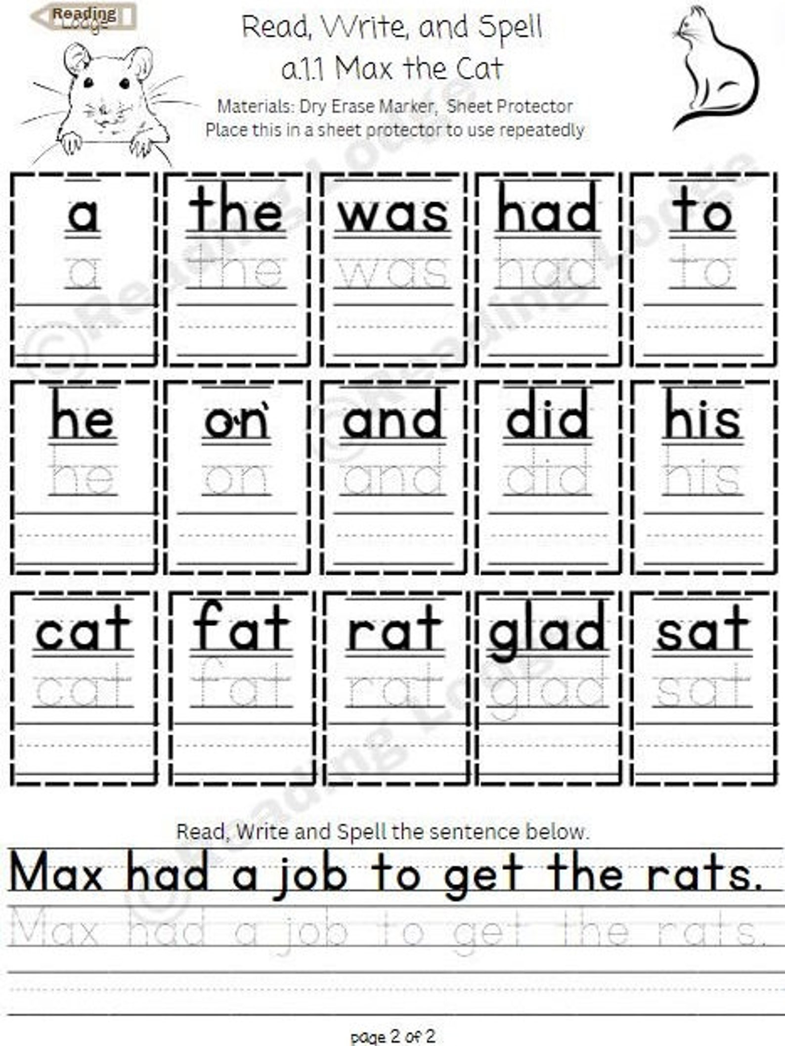 Short A Skills 1 Reading Practice Reading Comprehension Skills ...