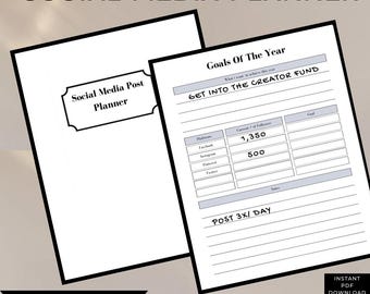 Social Media Printable | Content Calendar Template | Digital Download PDF | Weekly, Monthly Planner | Social Media Marketing Organizer