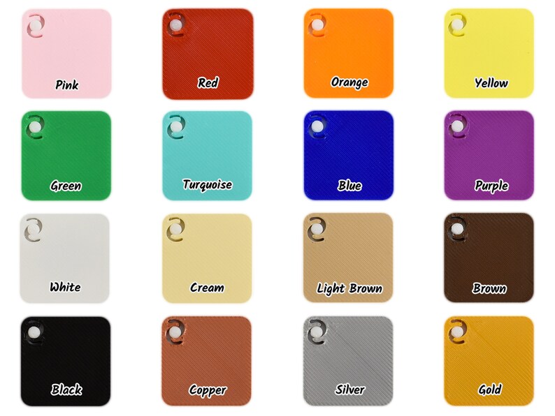 Additional customizable options feature a range of colors such as pink, translucent red, orange, yellow, green, turquoise, blue, purple, cream, light brown, brown, copper, silver, and gold, providing a diverse selection for personalized preferences.