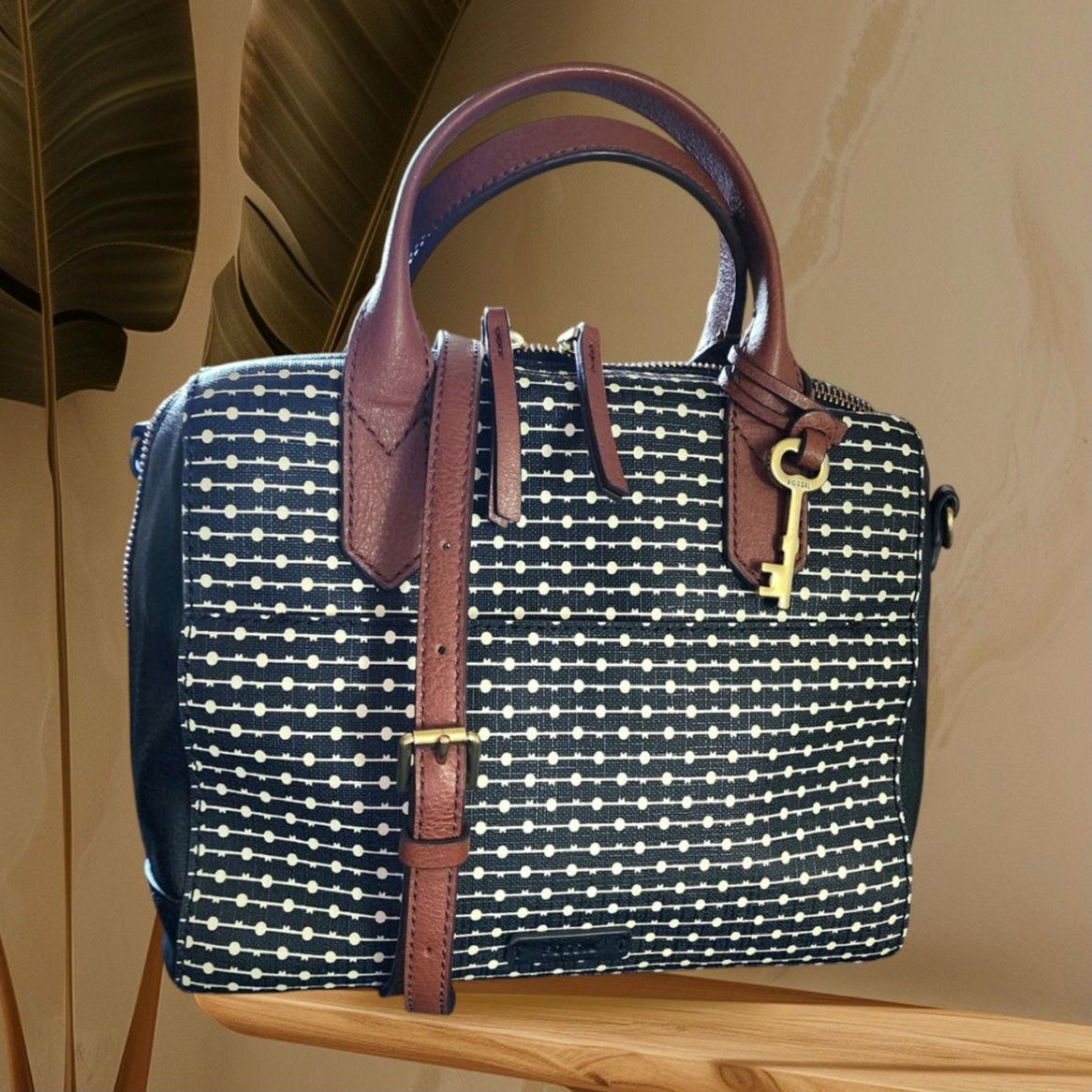 Fossile Rachel Satchel Bag Schwarze und weiBe Kunstleder Etsy
