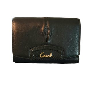 Coach Ashley black leather tri-fold wallet
