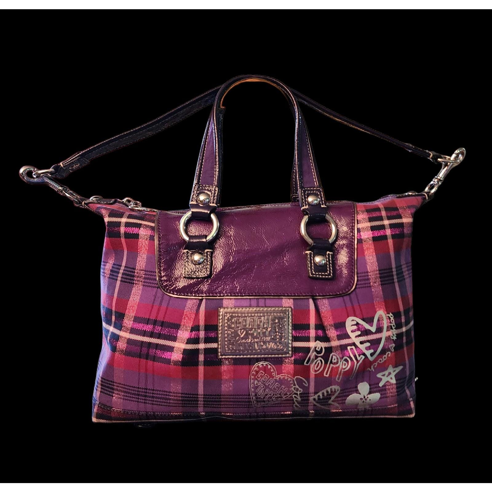 Rare Find Coach Poppy Plaid Purple Pink Metallic Handbag - Etsy