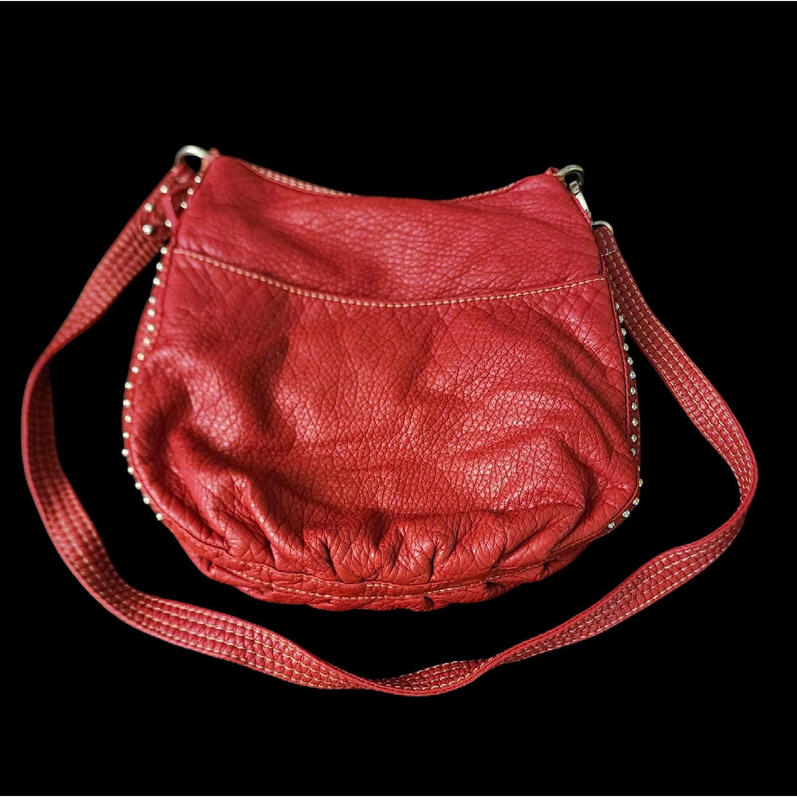 Marc Ecko Red Studded Faux Leather 90s Style Shoulder Bag