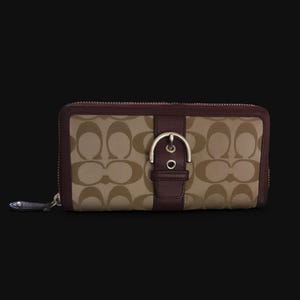 Coach Signature Campbell Schnalle Akkordeon Reißverschluss Brieftasche
