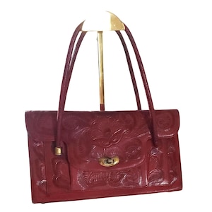 Vintage Hand tooled leather satchel bag