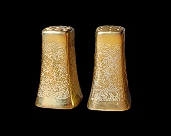 Salière et poivrière Stouffer miniatures vintage incrustées d'or