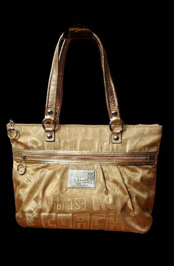 RARE FIND Coach Poppy Large Gold Story Patch Glam 
