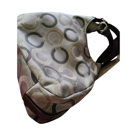 Coach Madison Maggie Hobo Shoulder Bag Gunmetal Gray Leather Trim