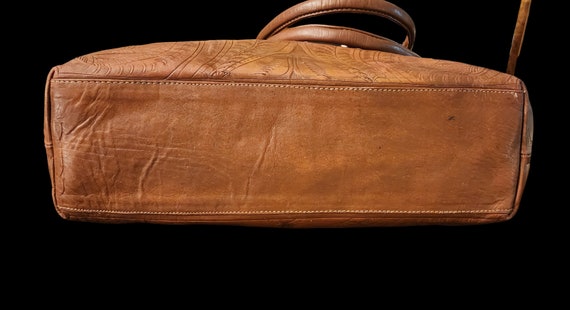 Large Leather Bag, Hand Tooled Leather, JL Saldiv… - image 9