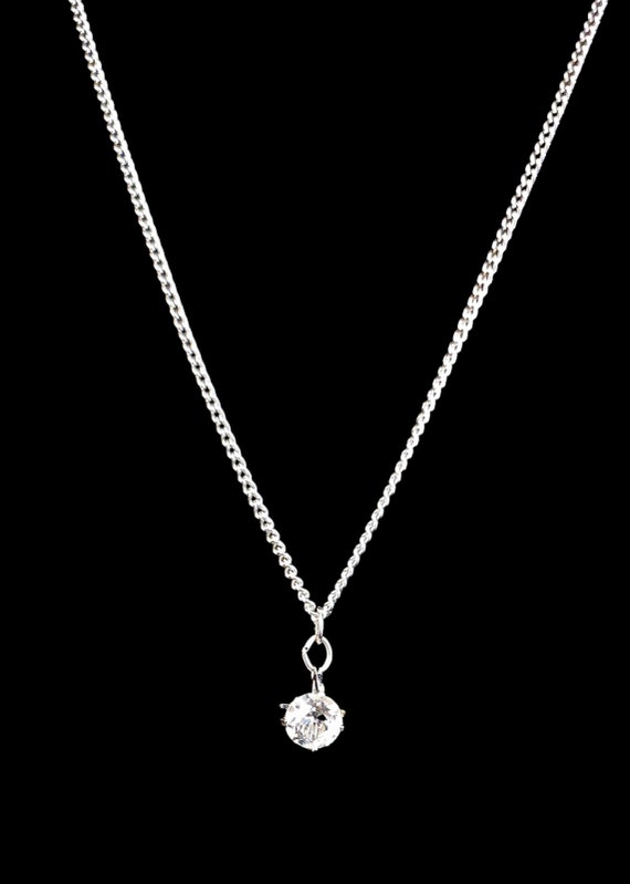 Vintage cubic zirconia and sterling silver necklac