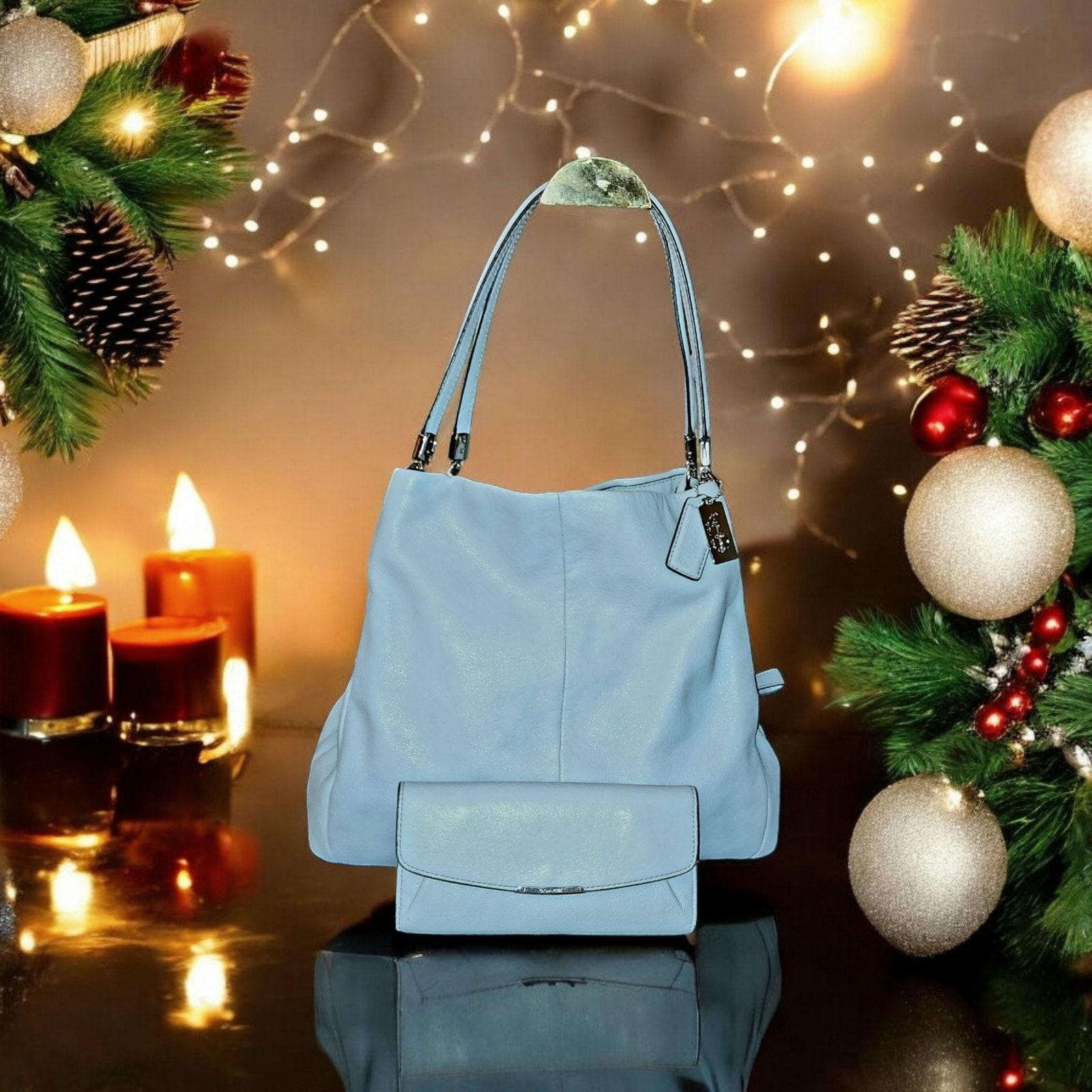 Coach Madison Phoebe Leather Shoulder Bag Pale Light Blue F26224 and Wallet With Dust Bag Etsy