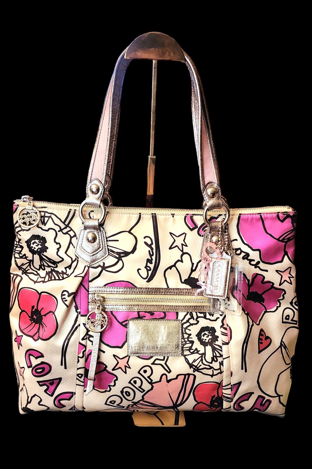 COACH 2 Way Tote Bag 13830 Canvas Leather Multicolor Poppy Authentic | eBay