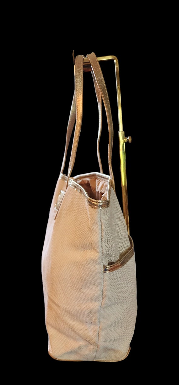Michael Kors cream colored with gold leather trim… - image 8
