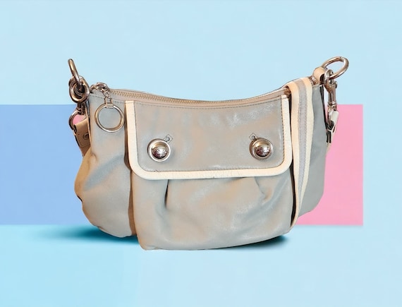 Coach Poppy Gray Leather Groovy Crossbody Messeng… - image 1