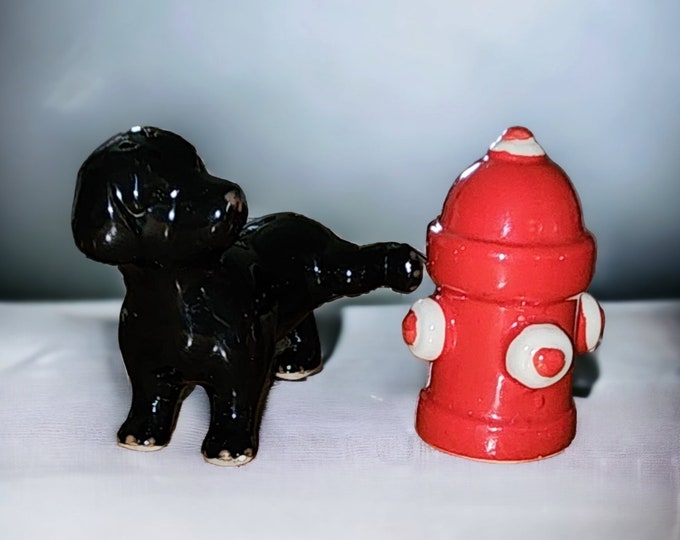 Pier 1 Dog and Fire Hydrant Salt and Pepper Shakers Etsy