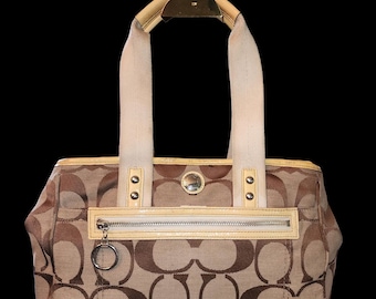 Coach F14878 Daisy Signature Collection Tote Khaki Shoulder Handbag Purse