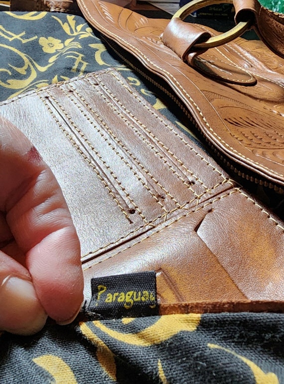 Large Leather Bag, Hand Tooled Leather, JL Saldiv… - image 8