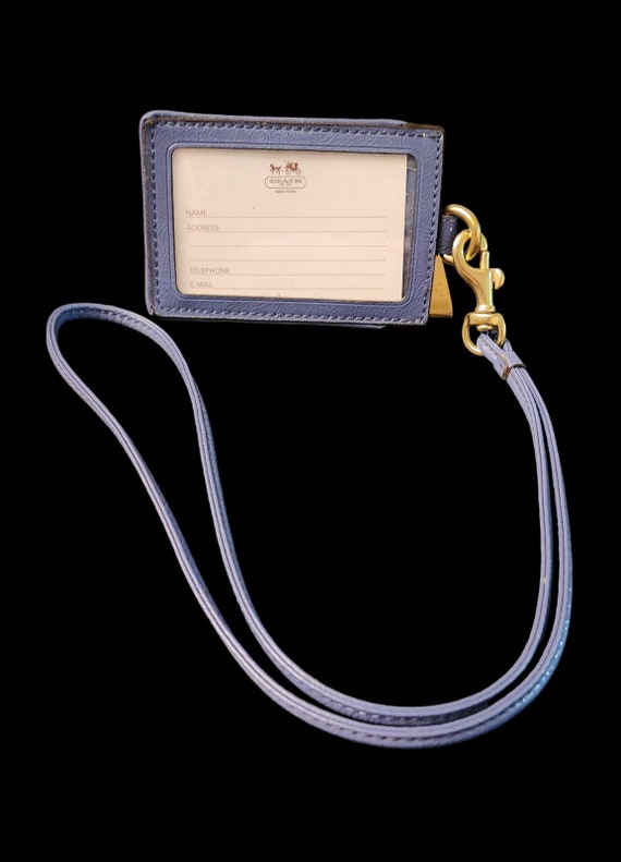 Coach Madras ID Lanyard with Plaid Print Leather N