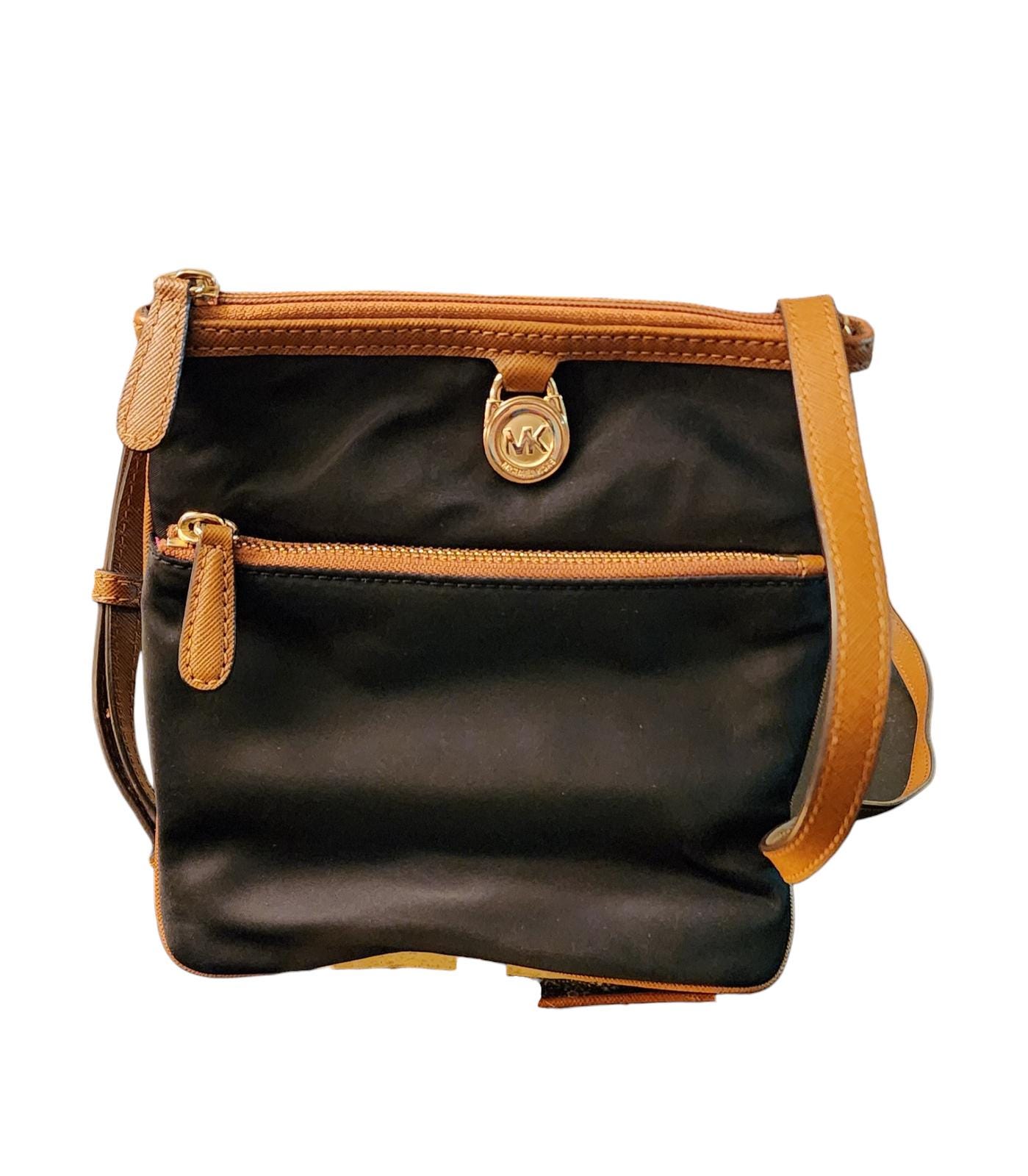 Michael Kors Black and Brown Crossbody Bag Michael Kors Brooklyn Monogram Saddle Bag Brown main image 4