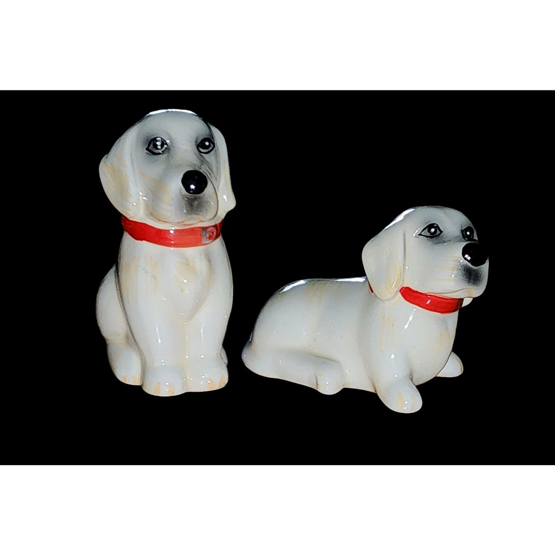 Vintage White Labrador Salt and Pepper Shakers Etsy