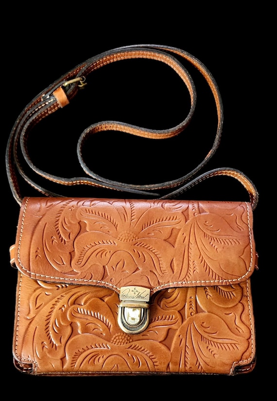 Patricia Nash Laurentina Crossbody Organizer Leather Burnished Tooled Gold Etsy