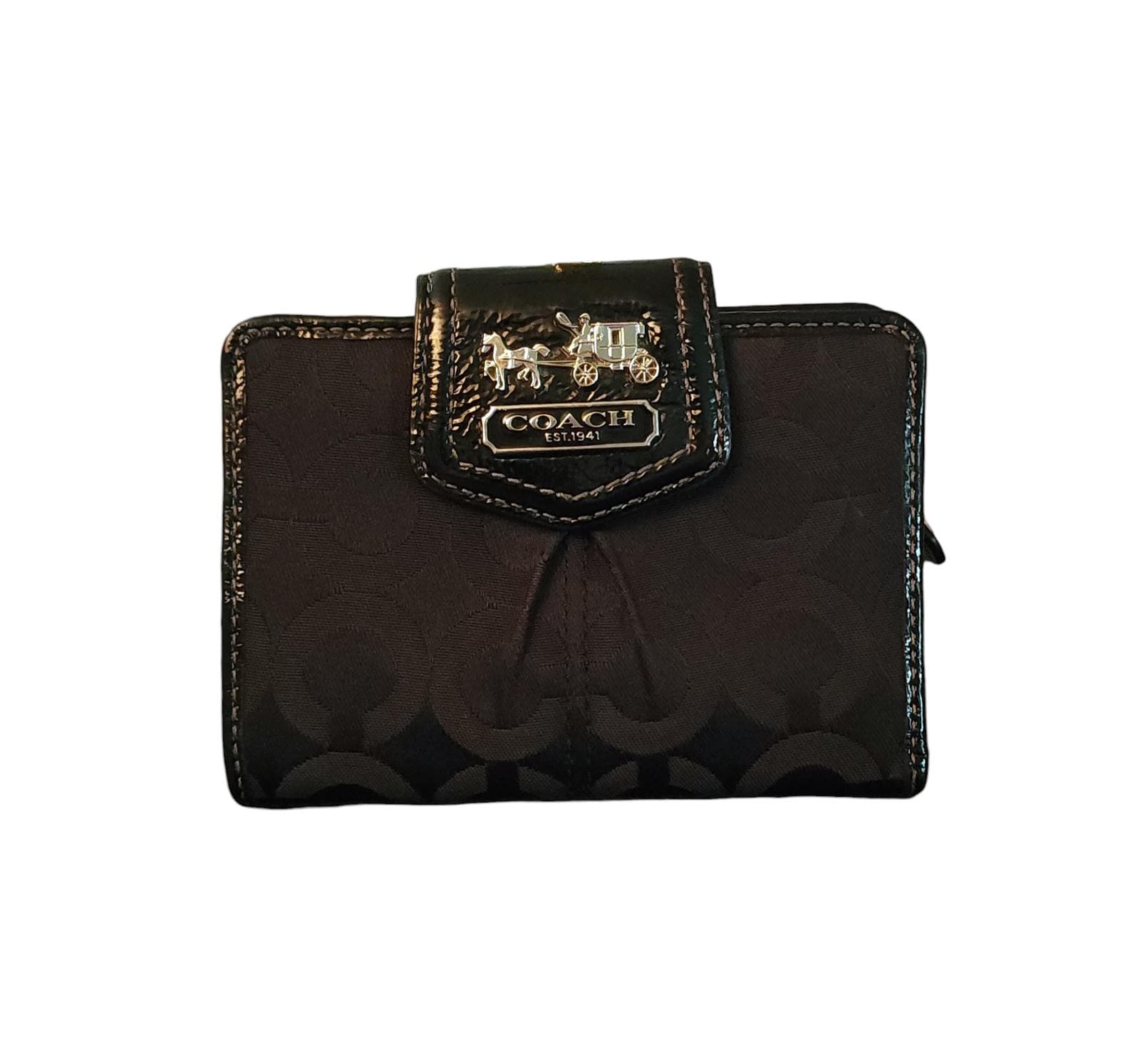 Coach Black Patent Leather and Canvas Small Wallet - Etsy display picture 1