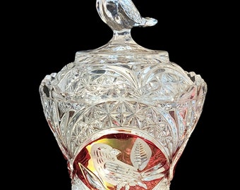 Byrdes Collection, Lead Crystal the Ruby sugar, jam, or jelly dish by HOFBAUER