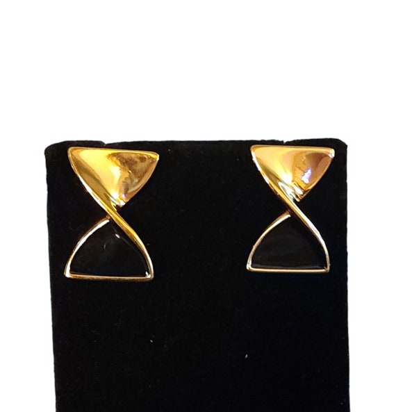 Vintage Avon Bow Twist Pierced Earrings Gold Tone… - image 1