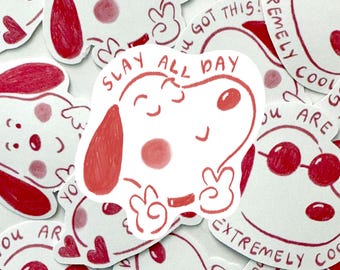 Encouraging Snoopy Stickers | Matte/ Glossy Vinyl Sticker