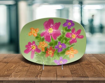 Bandeja de flores silvestres/Bandeja floral/Bandeja de picnic de verano/Plato de flores/Decoración floral de cocina/Regalo floral para ella/Bandeja para servir/Bandeja estilo cottagecore