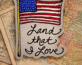 Land that I love sticker|Patriotic flag sticker|Red white and blue sticker|I love America sticker|Patriot sticker|American flag sticker|Flag