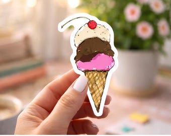 Ice cream cone sticker|Dessert sticker|Cute dessert vinyl sticker|Ice Cream sticker for scrapbook|Laptop water bottle sticker|Summer sticker